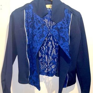 Hybrid & Company Blue Lace Blazer Jacket